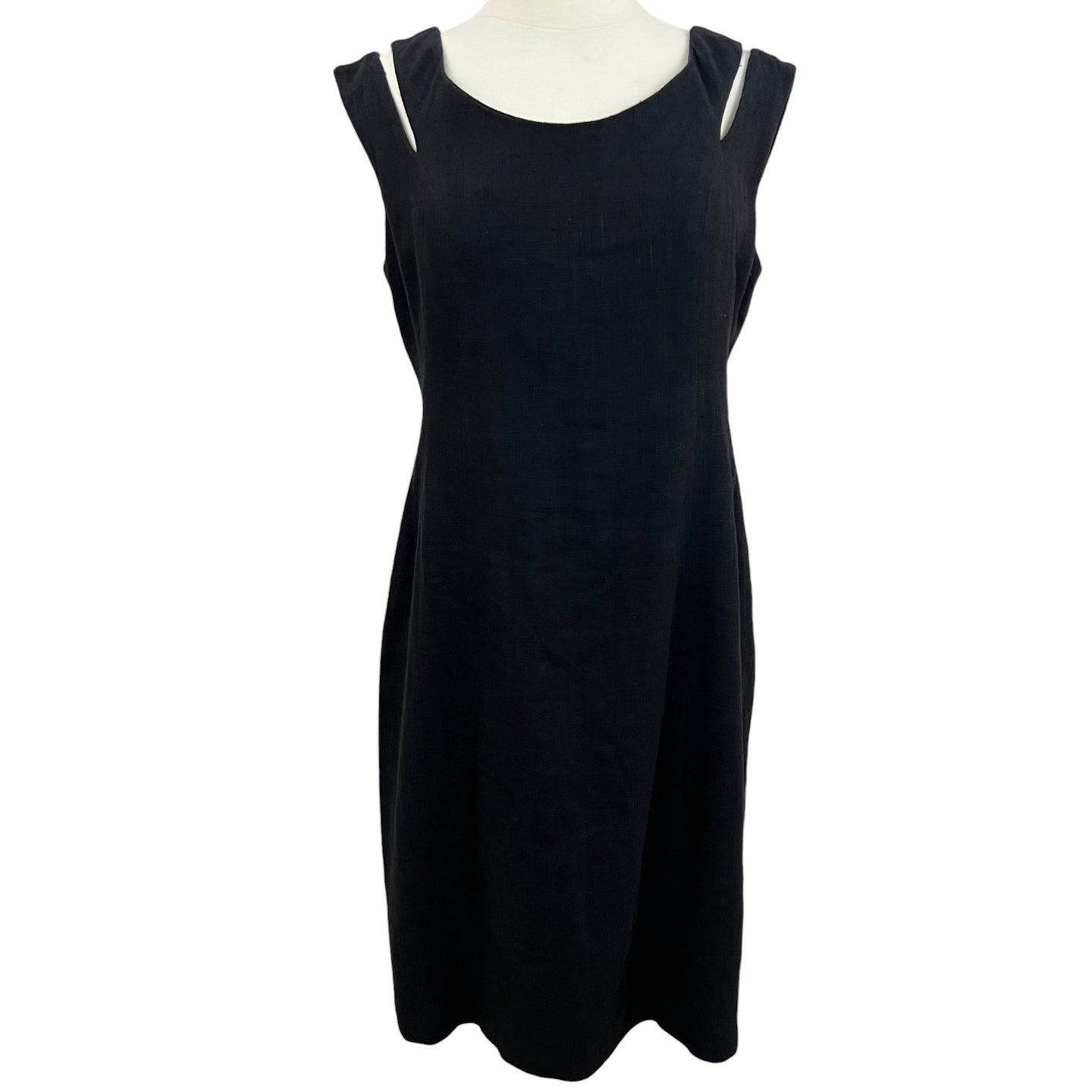 Vintage Black Linen Sheath Dress Size 1