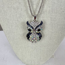 Load image into Gallery viewer, Betsey Johnson Sparkling Rhinestone Owl Pendant Necklace 30&quot;
