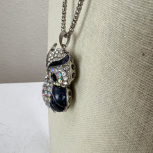 Load image into Gallery viewer, Betsey Johnson Sparkling Rhinestone Owl Pendant Necklace 30&quot;
