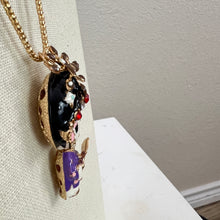 Load image into Gallery viewer, Betsey Johnson Rhinestone Geisha Pendant Necklace 30&quot;
