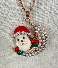 Load image into Gallery viewer, Betsey Johnson Sparkling Santa Claus Rhinestone Christmas Pendant Necklace 30&quot;
