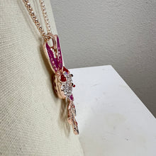 Load image into Gallery viewer, Betsey Johnson Sparkly Pink Bunny Rhinestone Pendant Necklace 30&quot;
