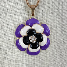 Load image into Gallery viewer, Betsey Johnson Purple Enamel Flower Rhinestone Pendant Necklace 30&quot;
