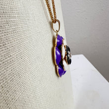 Load image into Gallery viewer, Betsey Johnson Purple Enamel Flower Rhinestone Pendant Necklace 30&quot;
