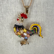 Load image into Gallery viewer, Betsey Johnson Jeweled Rooster Rhinestone Pendant Necklace 30&quot;
