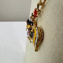 Load image into Gallery viewer, Betsey Johnson Jeweled Rooster Rhinestone Pendant Necklace 30&quot;
