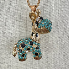 Load image into Gallery viewer, Betsey Johnson Sparkly Baby Giraffe Rhinestone Pendant Necklace 30&quot;
