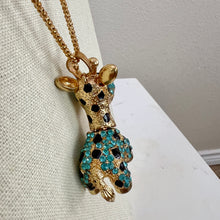 Load image into Gallery viewer, Betsey Johnson Sparkly Baby Giraffe Rhinestone Pendant Necklace 30&quot;
