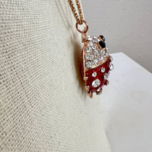 Load image into Gallery viewer, Betsey Johnson Large Red Rhinestone Lady Bug Pendant Necklace 30&quot;
