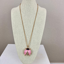 Load image into Gallery viewer, Betsey Johnson Large Pink Rhinestone Lady Bug Pendant Necklace 30&quot;
