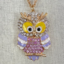 Load image into Gallery viewer, Sparkly Owl Pendant Necklace by Betsey Johnson 30&quot;
