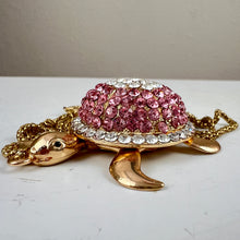 Load image into Gallery viewer, Betsey Johnson Sparkly Pink Rhinestone Sea Turtle Pendant Necklace 30&quot;
