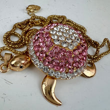 Load image into Gallery viewer, Betsey Johnson Sparkly Pink Rhinestone Sea Turtle Pendant Necklace 30&quot;
