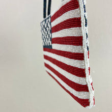 Load image into Gallery viewer, Vintage Valerie Stevens American Flag Beaded Evening Bag Purse Handbag Clutch with Flag Pin
