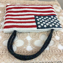 Load image into Gallery viewer, Vintage Valerie Stevens American Flag Beaded Evening Bag Purse Handbag Clutch with Flag Pin
