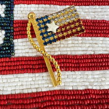 Load image into Gallery viewer, Vintage Valerie Stevens American Flag Beaded Evening Bag Purse Handbag Clutch with Flag Pin
