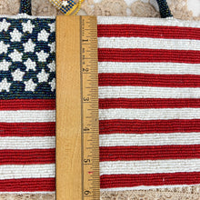 Load image into Gallery viewer, Vintage Valerie Stevens American Flag Beaded Evening Bag Purse Handbag Clutch with Flag Pin
