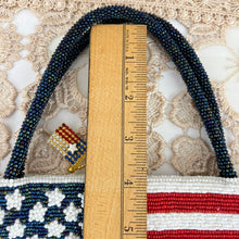 Load image into Gallery viewer, Vintage Valerie Stevens American Flag Beaded Evening Bag Purse Handbag Clutch with Flag Pin
