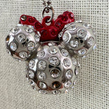 Load image into Gallery viewer, Disney Rhinestone Minnie Mouse Red Bow Pendant Necklace 24”
