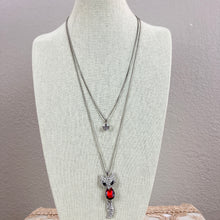 Load image into Gallery viewer, Betsey Johnson Rhinestone Red Belly Fox Pendant Necklace 30&quot;
