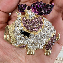 Load image into Gallery viewer, Betsey Johnson Rhinestone Cute Pig Pendant 2.5&quot;
