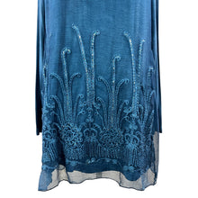 Load image into Gallery viewer, Soft Surroundings Embroidered Turquoise Tunic Dress Top Size Medium
