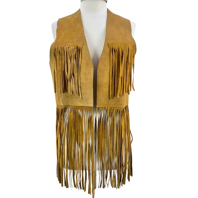 Vintage Handmade Leather Fringe Vest Size Large