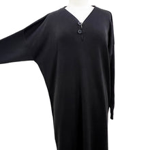 Load image into Gallery viewer, Vintage 100% Cotton Long Black Long Sleeve Knit Dress Size M/L
