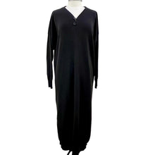 Load image into Gallery viewer, Vintage 100% Cotton Long Black Long Sleeve Knit Dress Size M/L
