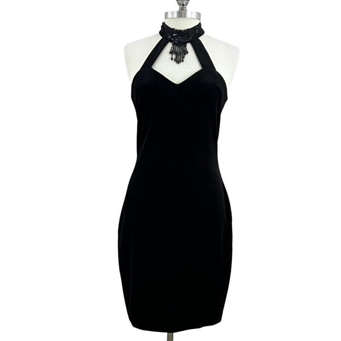 90s Black Sweetheart Neck Cocktail Dress Size Medium