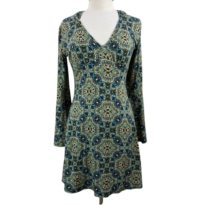 Hooded Paisley Bell Sleeve Dress Size Medium