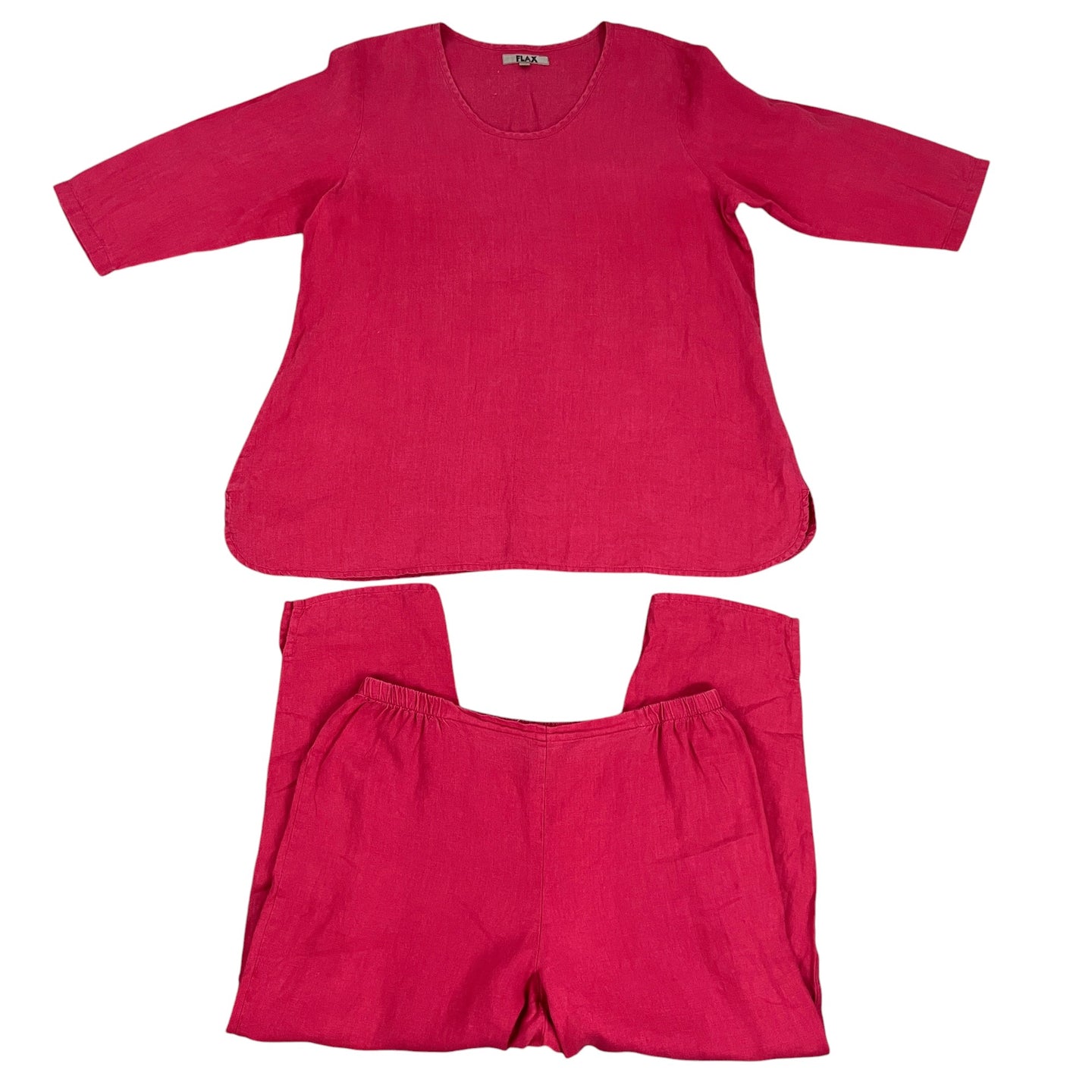 Flax Pink 100% Linen Pant Set Size Large