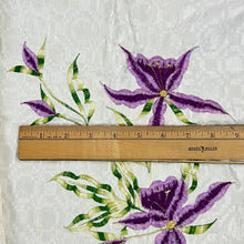 Load image into Gallery viewer, Vintage Hand Embroidered Purple Flowers on Tablecloth
