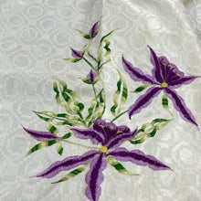 Load image into Gallery viewer, Vintage Hand Embroidered Purple Flowers on Tablecloth
