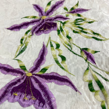 Load image into Gallery viewer, Vintage Hand Embroidered Purple Flowers on Tablecloth
