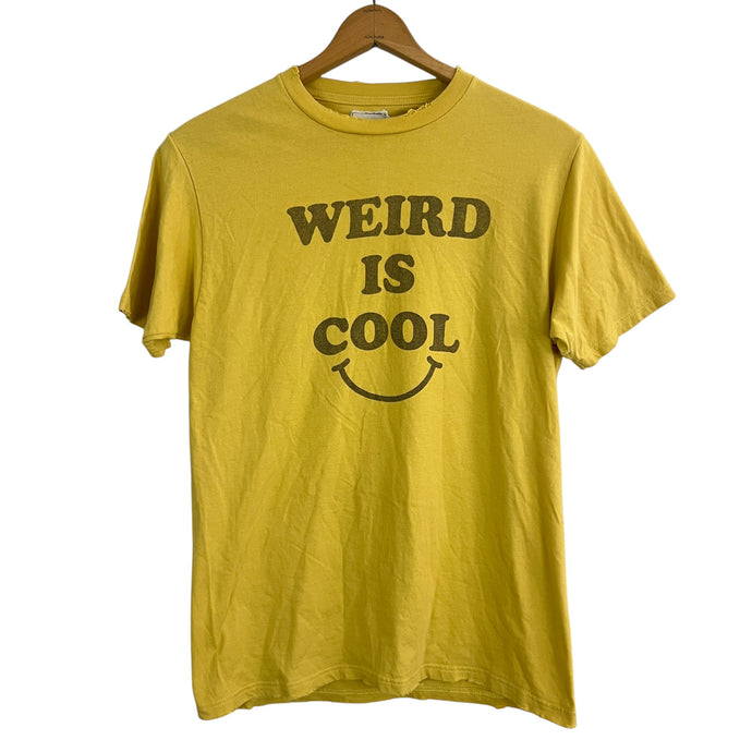 Yellow Weird is Cool Happy Face Tee Size Medium