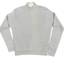 Load image into Gallery viewer, Silver Metallic Cable Knit Silk Sweater Size XL
