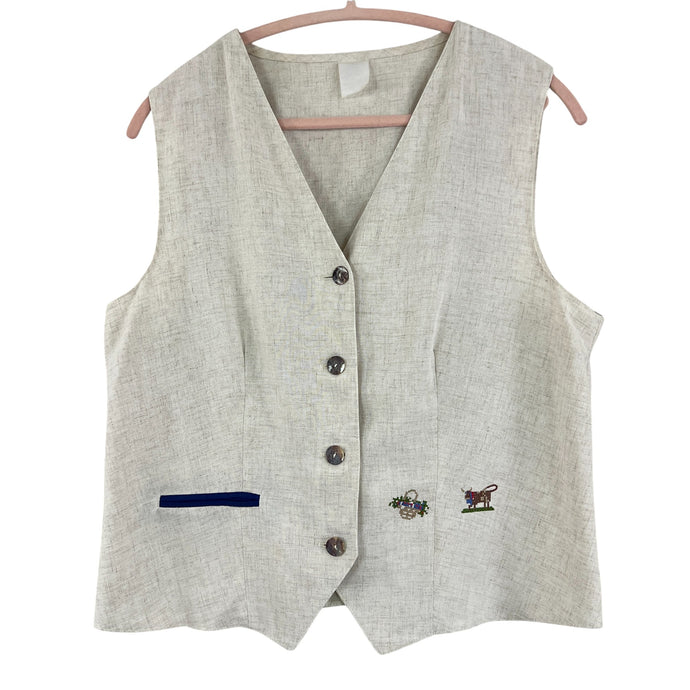 VTG Vest with Embroidery Accent Size Large