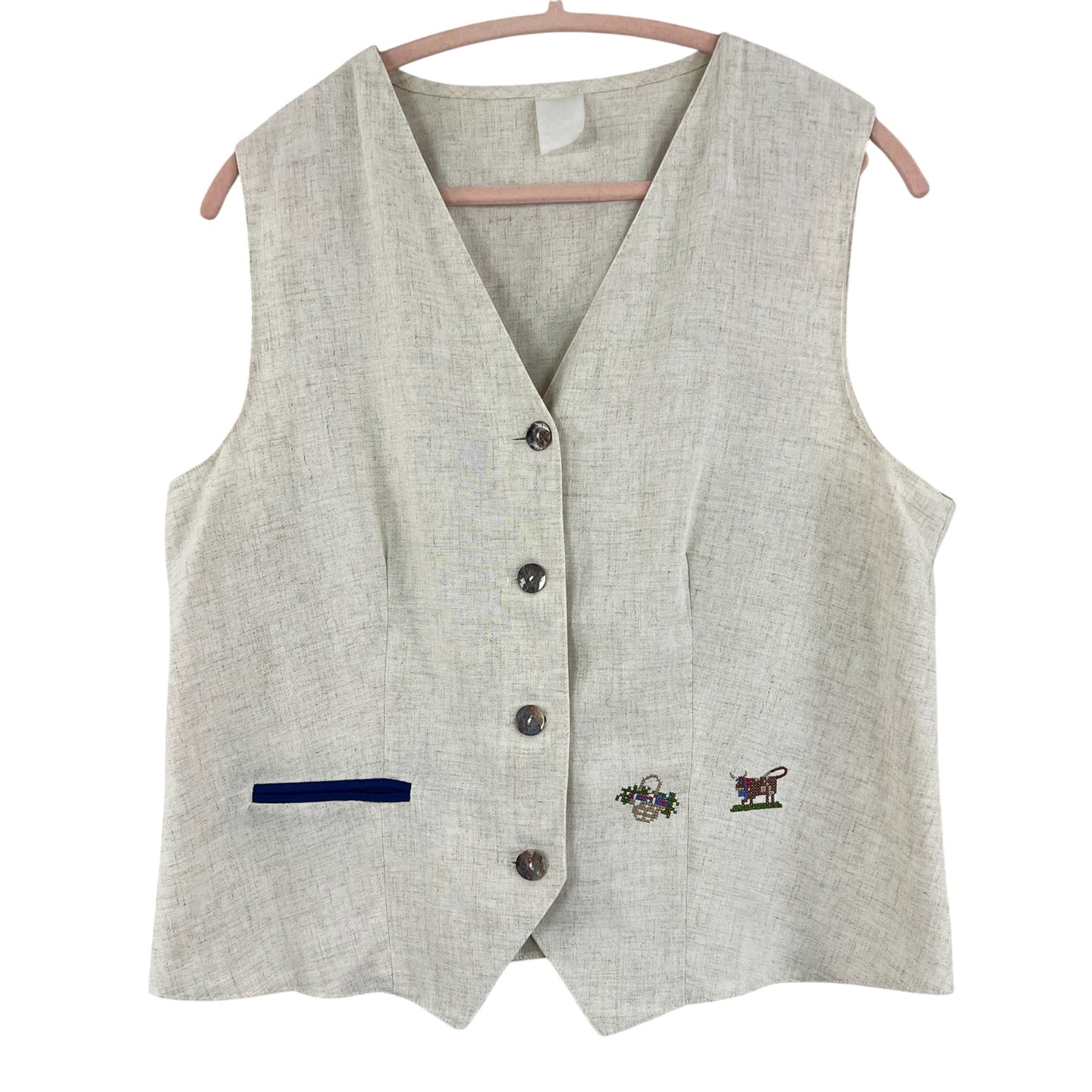 VTG Vest with Embroidery Accent Size Large
