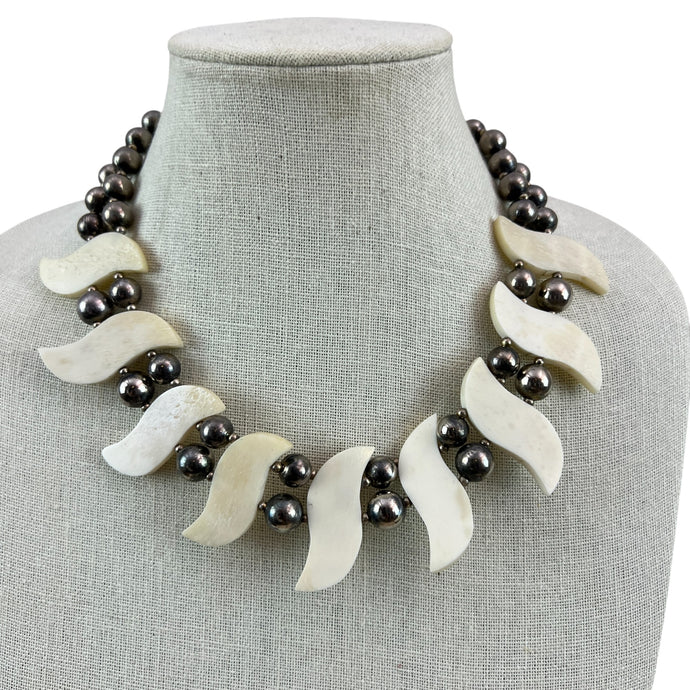 Vintage Silver Bead Tribal Collar Necklace