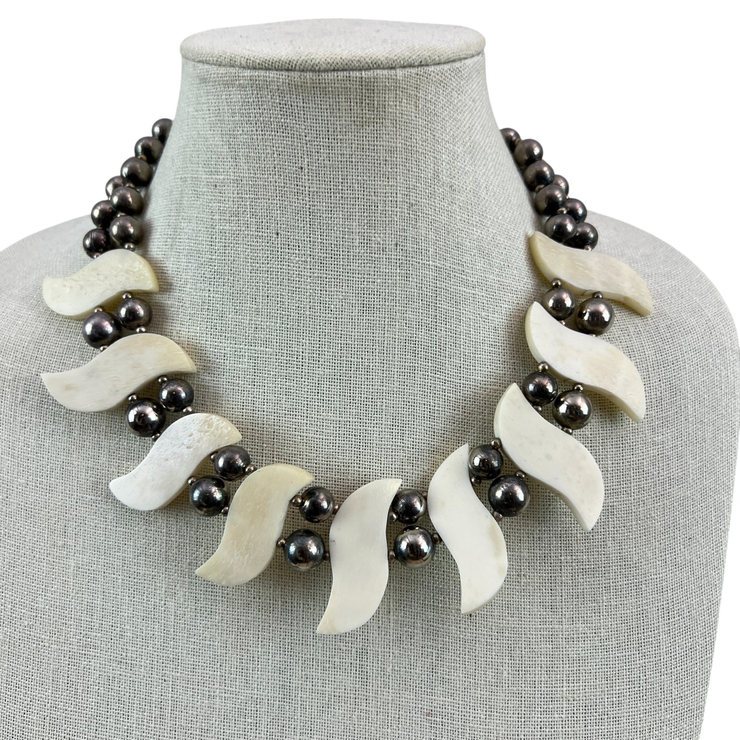 Vintage Silver Bead Tribal Collar Necklace