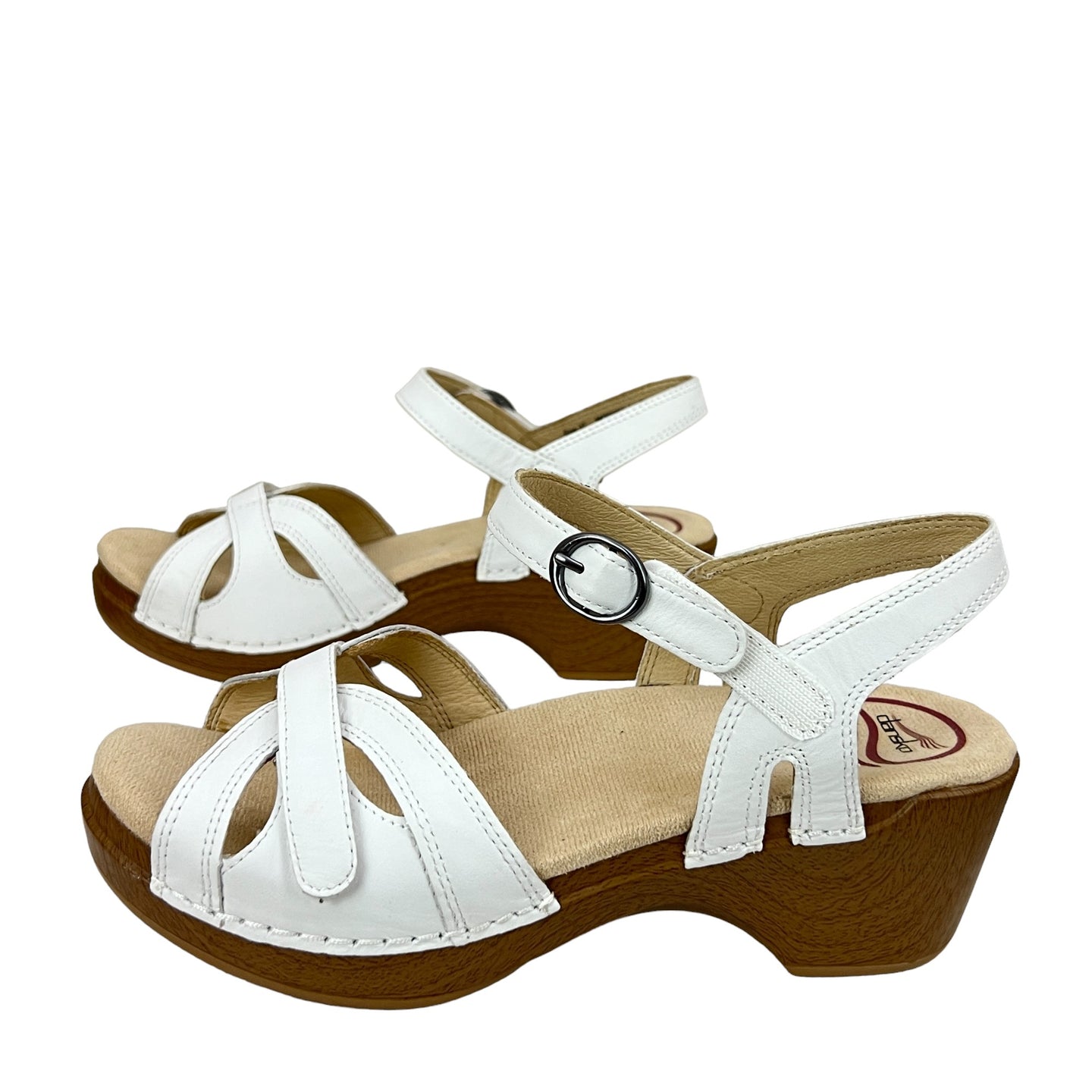Dansko Season Adjustable White Leather Sandal Size US/6.5-7