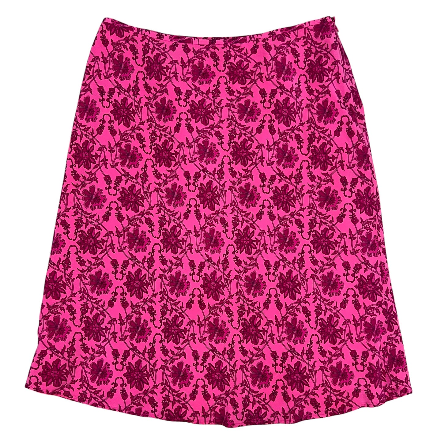 Pink Floral Silk Midi Skirt Size 14