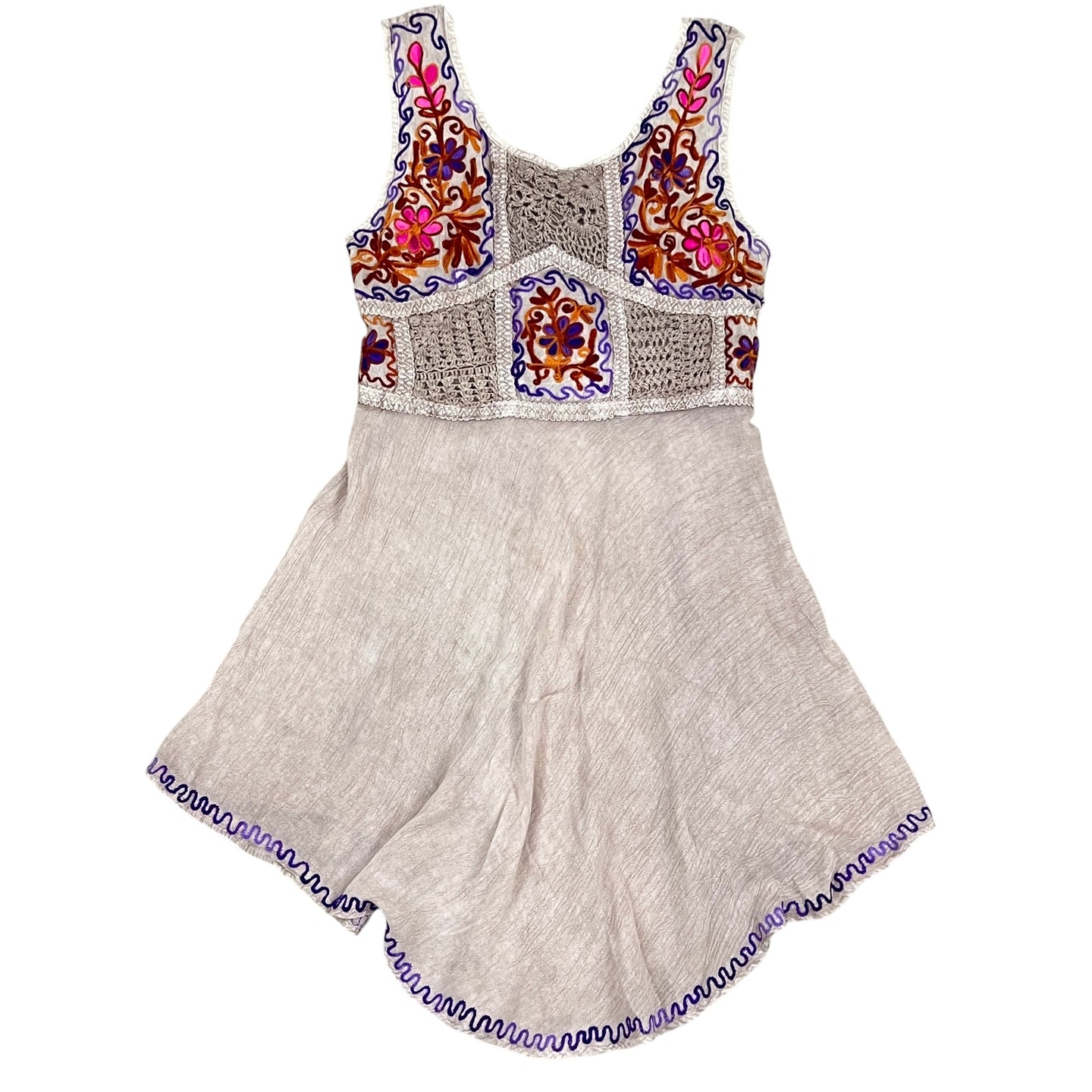 Sleeveless Embroidered Patchwork Dress Size S/M