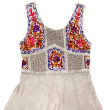 Load image into Gallery viewer, Sleeveless Embroidered Patchwork Dress Size S/M
