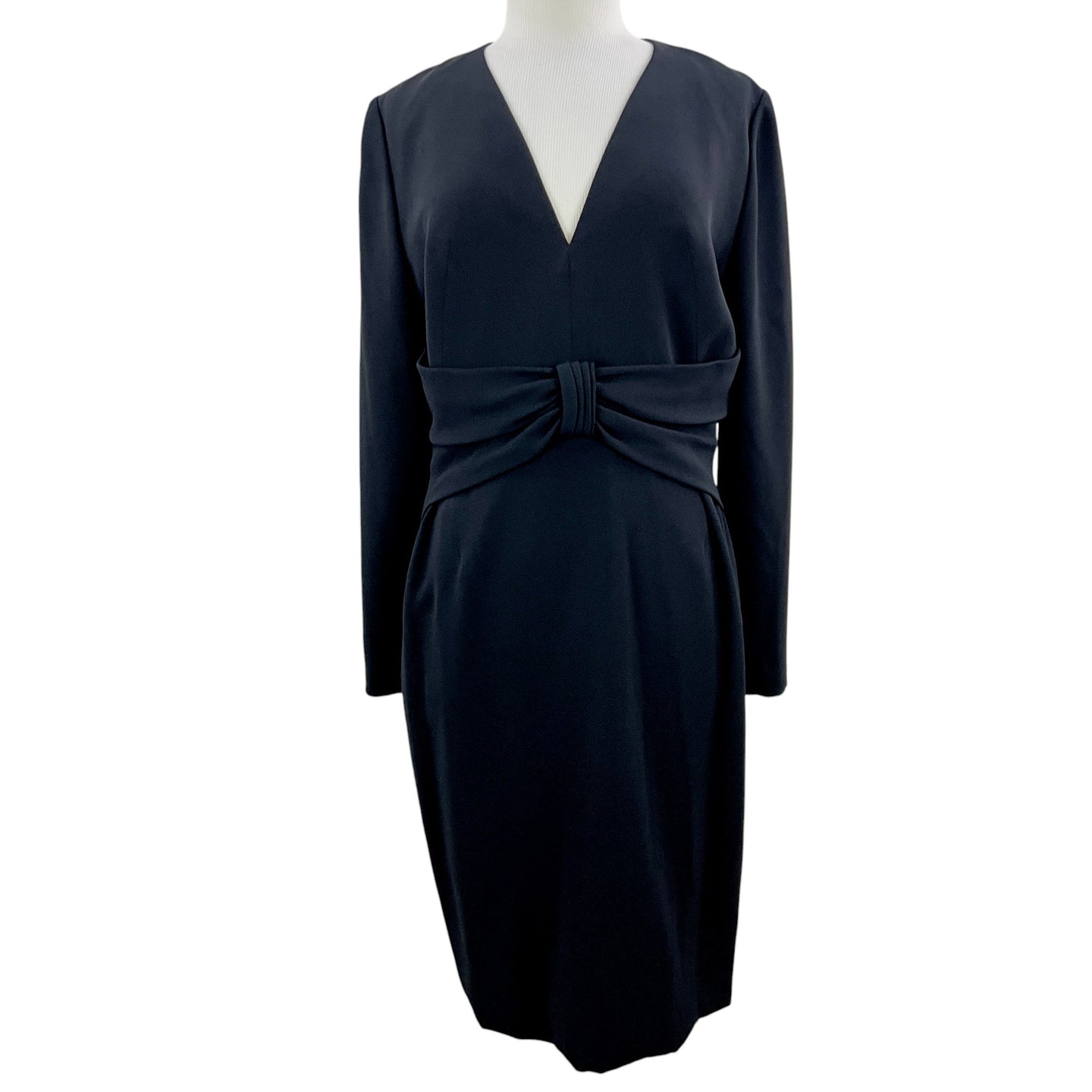 Vintage Black Knee length V-neck Dress with bow Size 10
