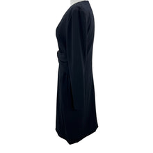 Load image into Gallery viewer, Vintage Black Knee Length V-neck Dress with Bow Size 10
