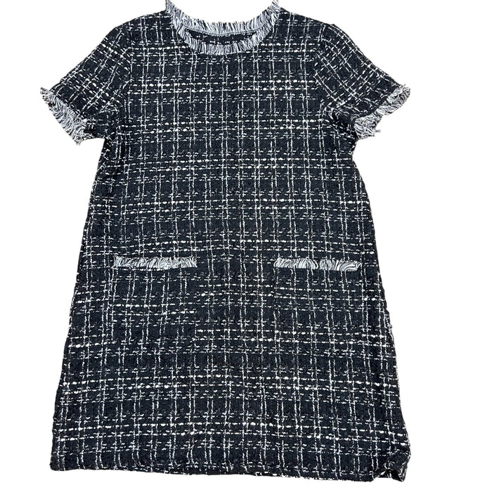 Black Tweed Plaid Shift Dress Size Large