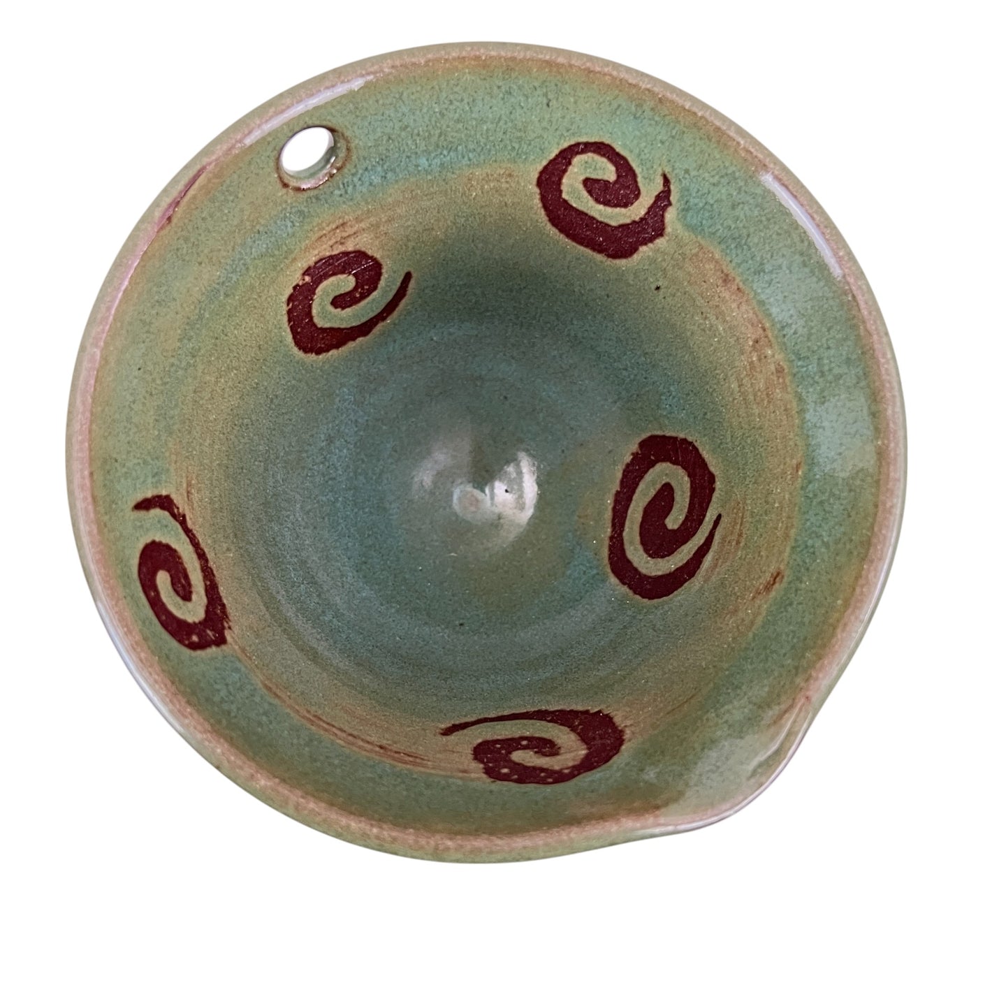Vintage Swirl Pottery Matcha Bowl with Spout Signed