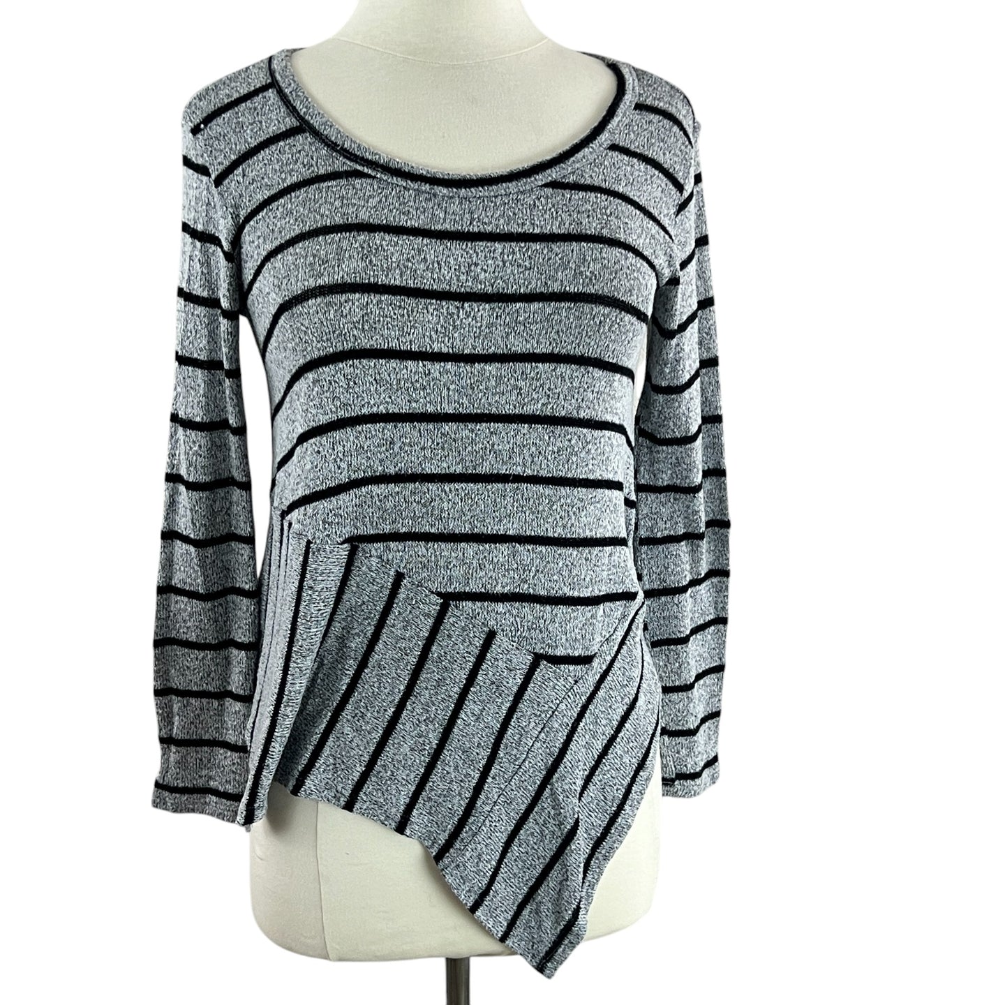 Gray Striped Asymmetrical Pullover Sweater Size XS